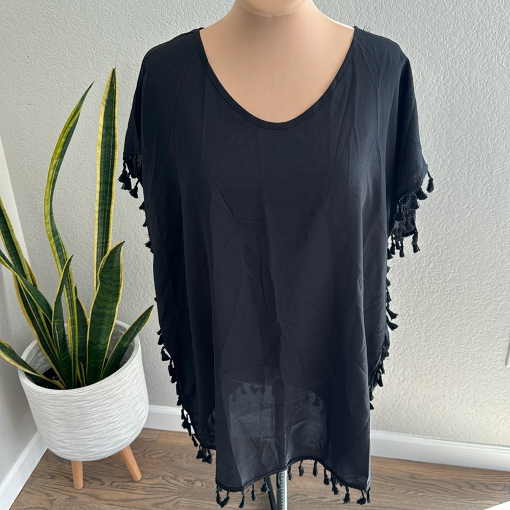 Black sheer beach coverup